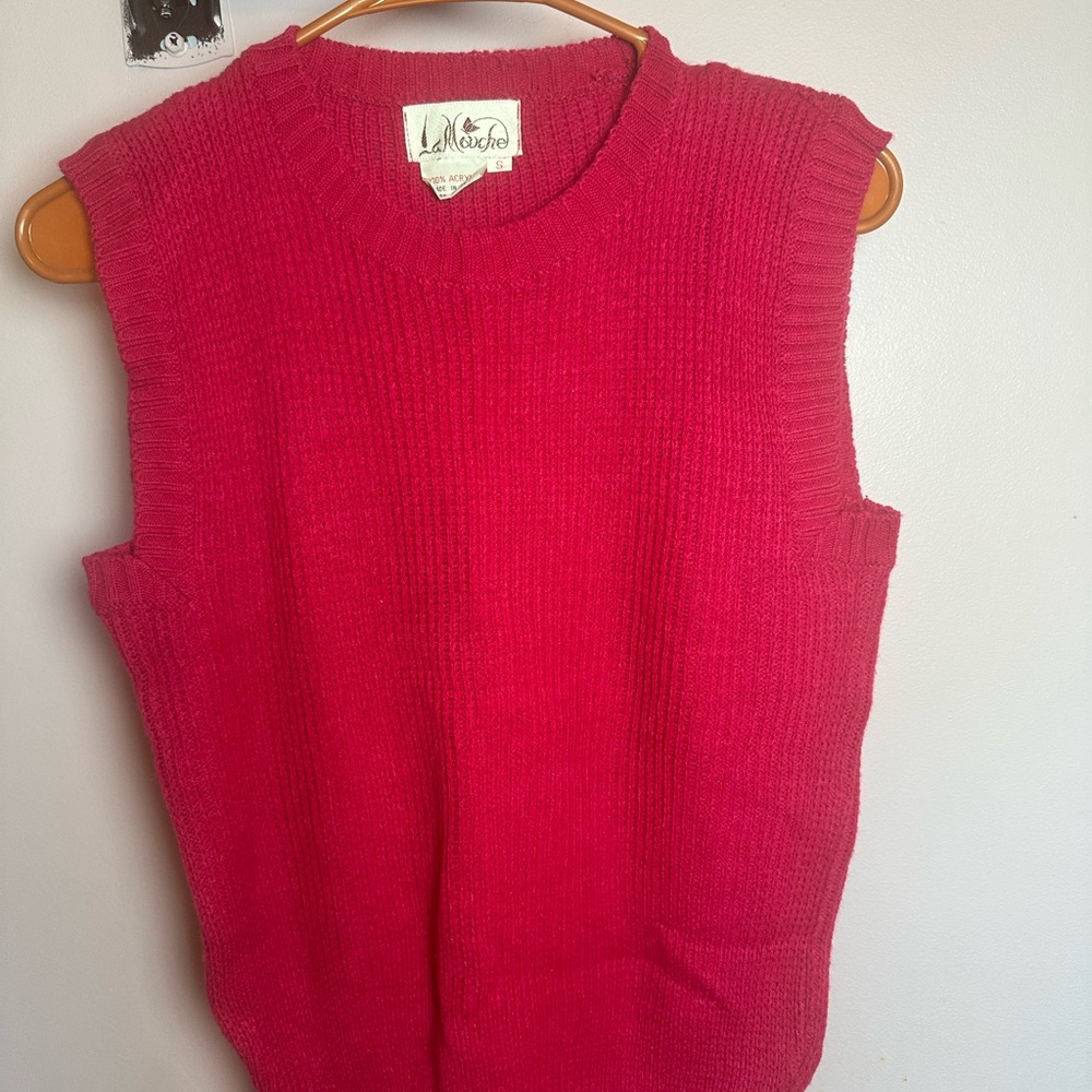 Pink Sleeveless Knit Sweater